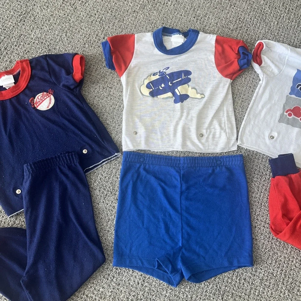 Vintage 1980's Carters 4T Pajama‎ Set Lot. Snap Bottoms And Tops. Pj's.